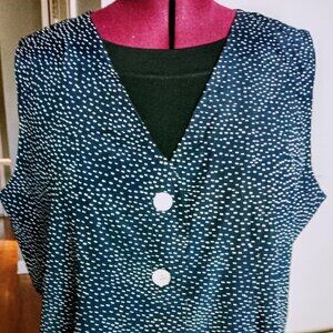 Vintage Tofy Navy Blue Polka Dot Vest